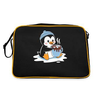 Cuddly penguin with hot chocolate - Retro Bag - black/gold - Back