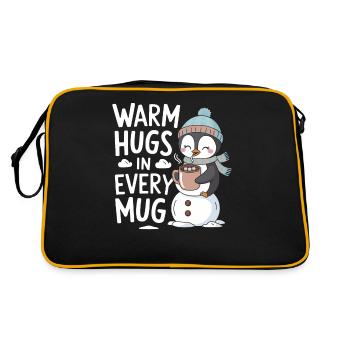 Warm Hugs In Each Cup With Penguin And - Retro Bag - black/gold - Back