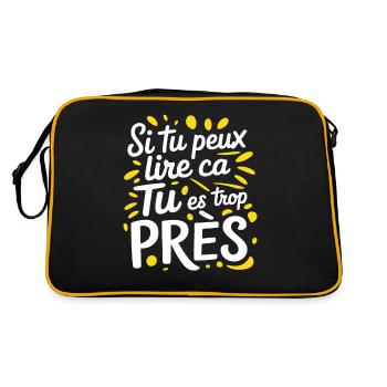 If you can read that you're too close funny sentence - Retro Bag - black/gold - Back