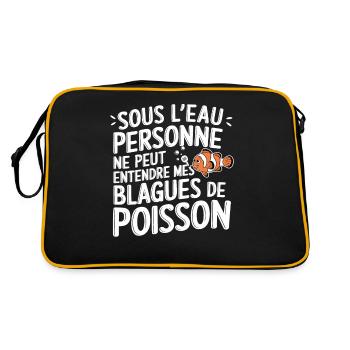Personne Peut Entendre Blagues Poisson Humour Papa - Sac Retro - noir/or - Dos