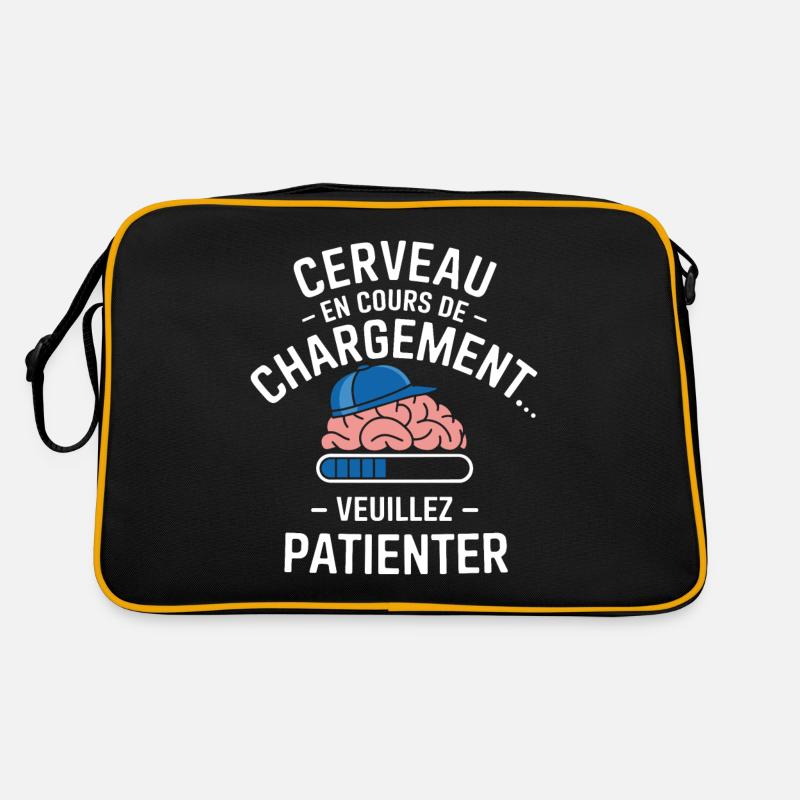 Brain Loading Warten Lustig - Retro Tasche - Schwarz/Gold
