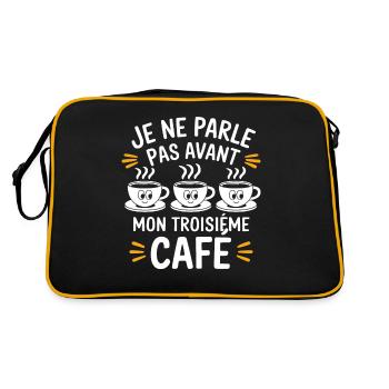Ich spreche erst mit meinem dritten Espresso - Retro Tasche - Schwarz/Gold - Hinten