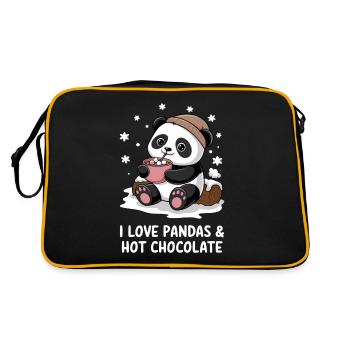 I love pandas and hot chocolate cute - Retro Bag - black/gold - Back
