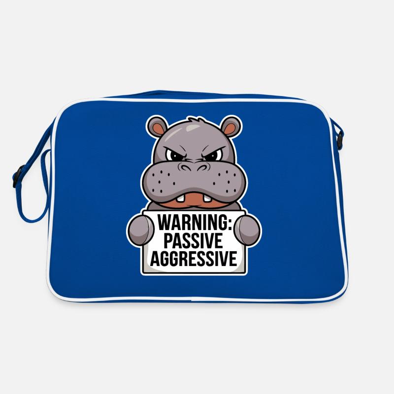 Warnung: Passiv Aggressiv Nilpferd Retro Tasche