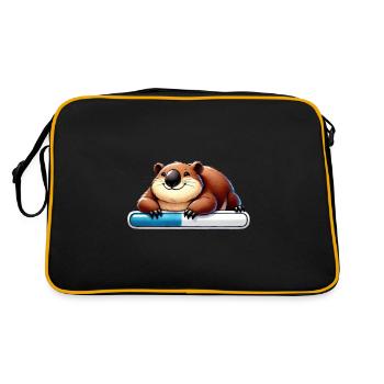 Funny Otter Waiting Progress Bar - Retro Bag - black/gold - Back