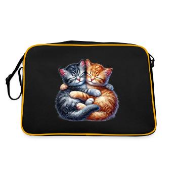 Deux chatons câlins dans une étreinte affectueuse - Sac Retro - noir/or - Dos