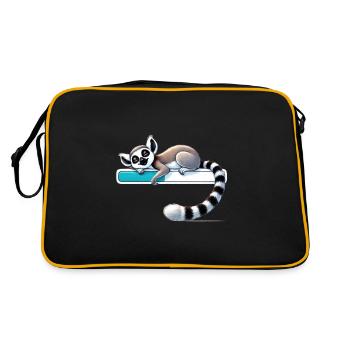 Lémurien endormi sur la barre de chargement - Sac Retro - noir/or - Dos
