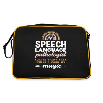 Logopäde Bitte Abstand Halten Während Ich Meine - Retro Tasche - Schwarz/Gold - Hinten
