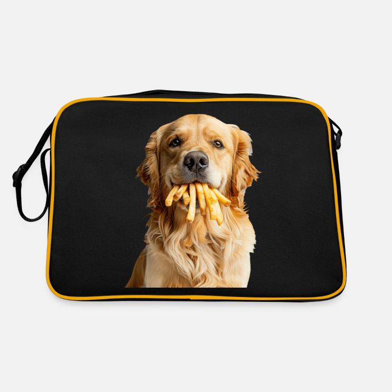 Golden Retriever - Retro Tasche - Schwarz/Gold