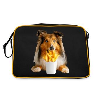 Shetland Sheepdog - Retro Tasche - Schwarz/Gold - Hinten