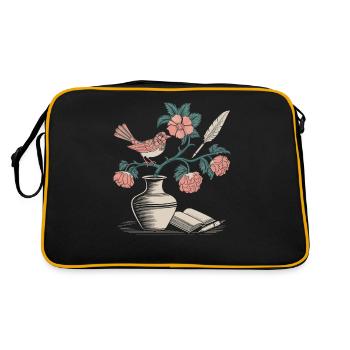 Cottagecore Magie des oiseaux et des fleurs - Sac Retro - noir/or - Dos