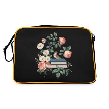 Cottagecore Romance : Livres, fleurs et oiseaux - Sac Retro - noir/or - Dos