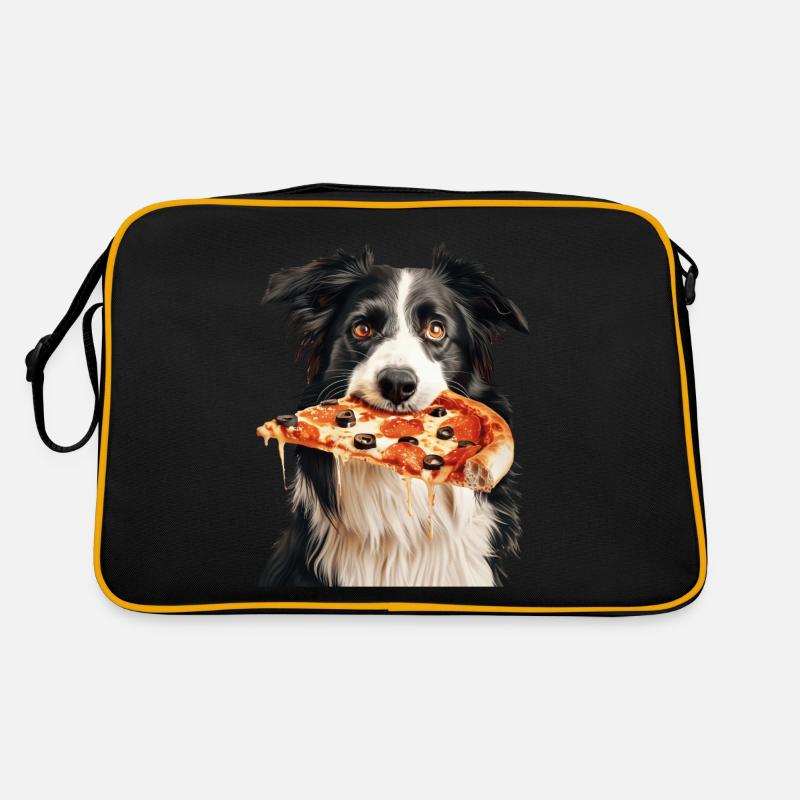 Border Collie - Retro Tasche - Schwarz/Gold