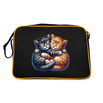Deux chatons câlins dans une étreinte affectueuse - Sac Retro - noir/or - Dos