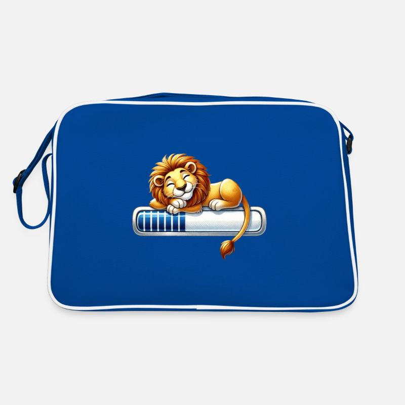 Cute Sleeping Lion on Loading Bar Retro Bag