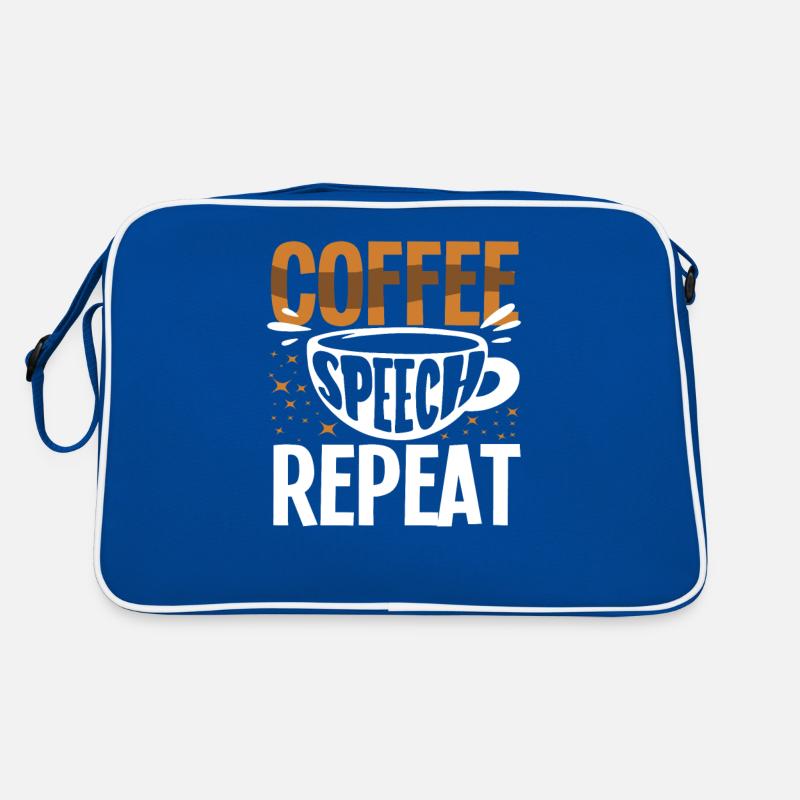 Coffee Speech Repeat Lustiger Spruch Retro Tasche