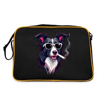 Border Collie Sunglasses Smoking Border - Retro Bag - black/gold - Back