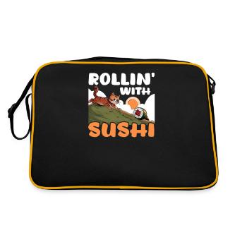 Rouleau de sushi roulant avec des sushis - Sac Retro - noir/or - Dos