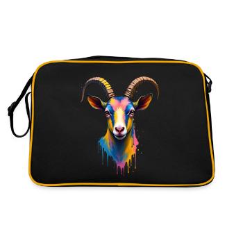 Chèvre Coloré Art Oeuvre Motif Animal Chèvres - Sac Retro - noir/or - Dos