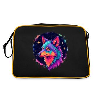 loup coloré art oeuvre motif animal loup - Sac Retro - noir/or - Dos
