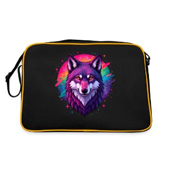 loup coloré art oeuvre motif animal loup - Sac Retro - noir/or - Dos
