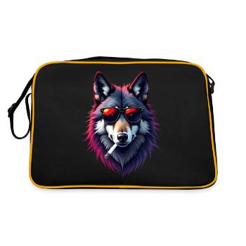 Loup avec des lunettes de soleil motif animal loup fumant - Sac Retro - noir/or - Dos