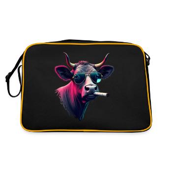 Vache avec des lunettes de soleil motif animal vache fumante - Sac Retro - noir/or - Dos