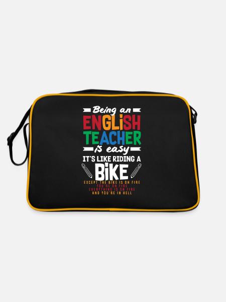 Lustiges Lehrer Lehrerinnen Geschenk - Retro Tasche - Schwarz/Gold - Hinten