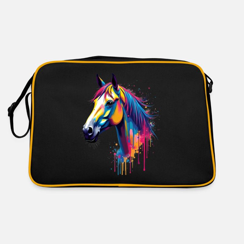 Pferd Bunte Kunst Kunstwerk Tier Motiv Pferde Retro Tasche