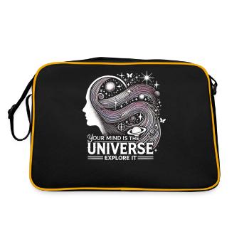 Dein Geist ist das Universum, erforsche es - Retro Tasche - Schwarz/Gold - Hinten