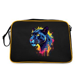 Jaguar Colorful Art Artwork Animal Motif Jaguar - Retro Bag - black/gold - Back