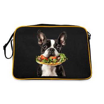 Boston Terrier - Retro Tasche - Schwarz/Gold - Hinten