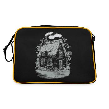 Dark Cottagecore House in the Woods with Rabbits - Retro Bag - black/gold - Back