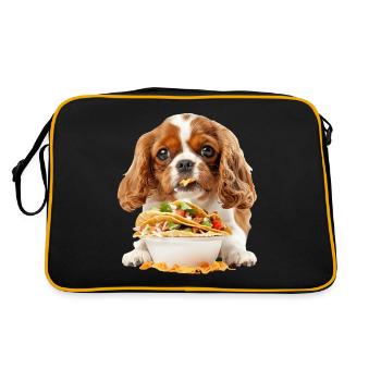Cavalier King Spaniel - Retro Tasche - Schwarz/Gold - Hinten