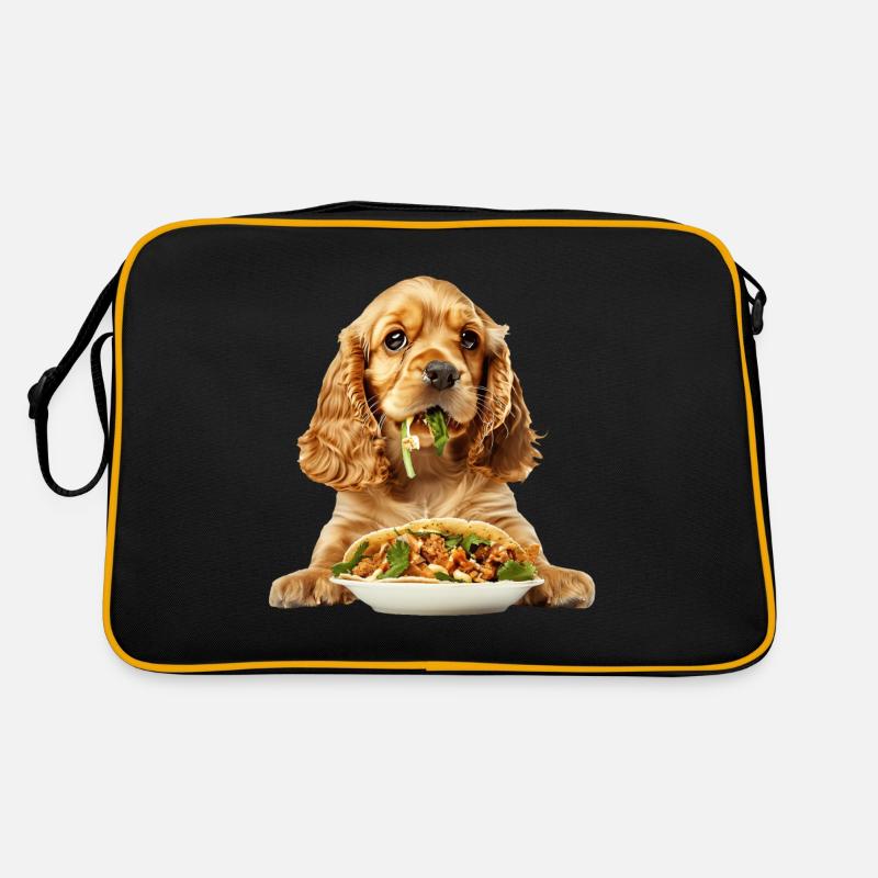 Cocker Spaniel - Retro Tasche - Schwarz/Gold