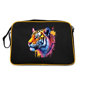 Tigre Coloré Art Oeuvre Motif Animal Tigre - Sac Retro - noir/or - Dos