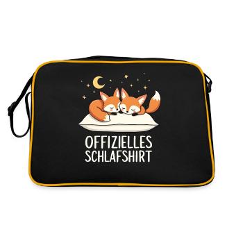 Offizielles Schlafshirt Wüsten Fennek Fuchs Paar - Retro Tasche - Schwarz/Gold - Hinten