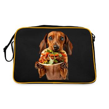 Dachshund - Retro Tasche - Schwarz/Gold - Hinten