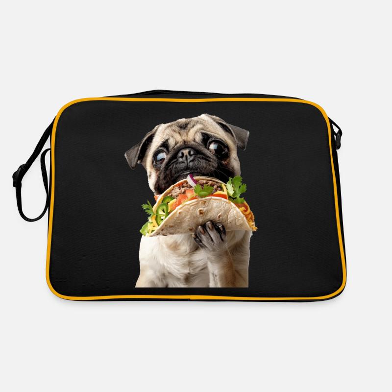Pug - Retro Tasche - Schwarz/Gold