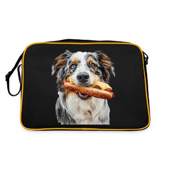 Australischer Schäferhund - Retro Tasche - Schwarz/Gold - Hinten