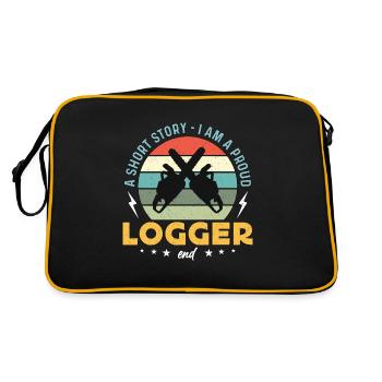 Logging A Short Story I Am A Proud Lumber Worker - Retro Bag - black/gold - Back