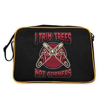 Tree Surgeons I Trim Trees Not Corners Woodworker - Retro Bag - black/gold - Back