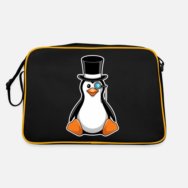 Elegant penguin with top hat and monocle Retro Bag
