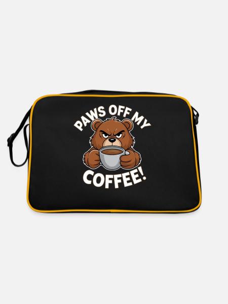 Paws Off My Coffee Funny Bear - Retro Bag - black/gold - Back