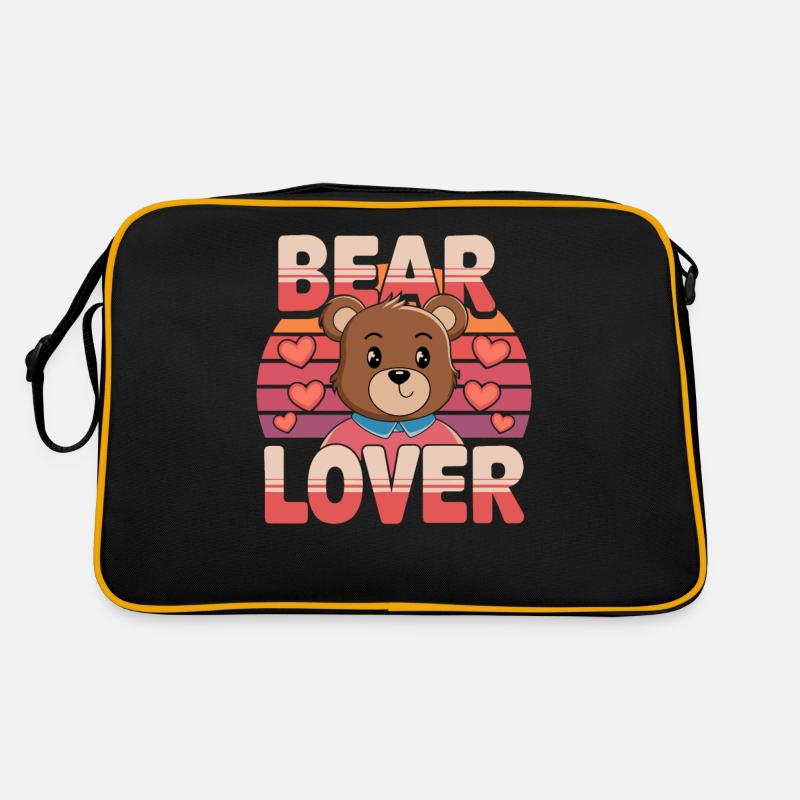 Bear Lover Retro Heart Graphic Retro Bag
