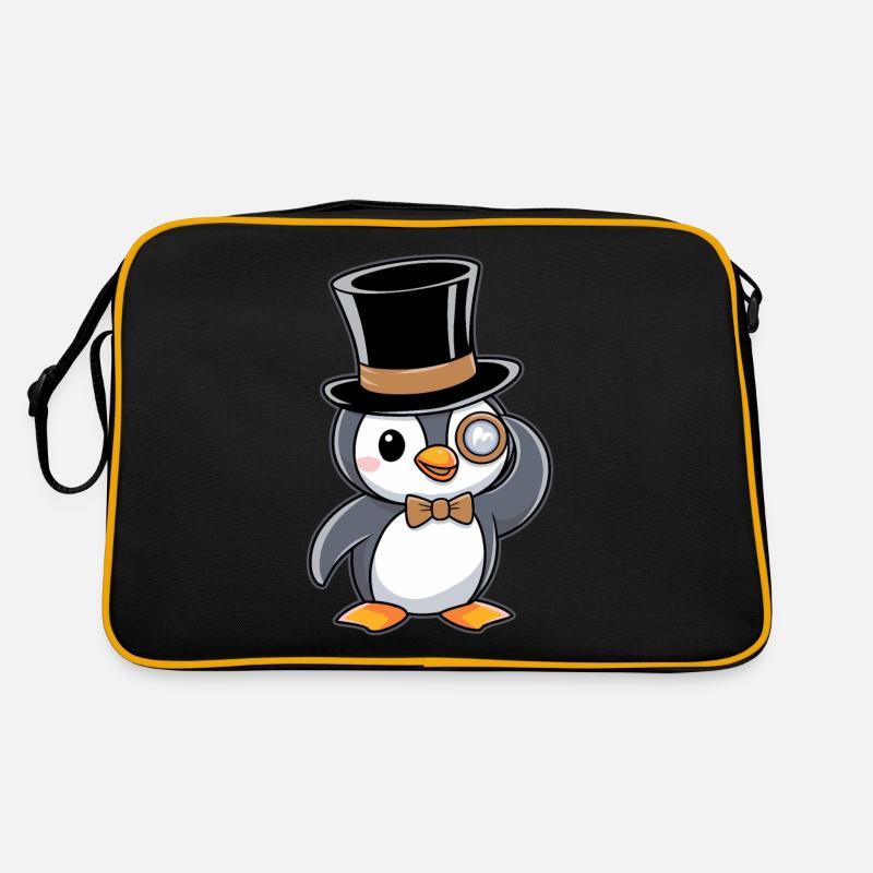 Pingouin élégant avec chapeau haut de forme et monocle Sac Retro