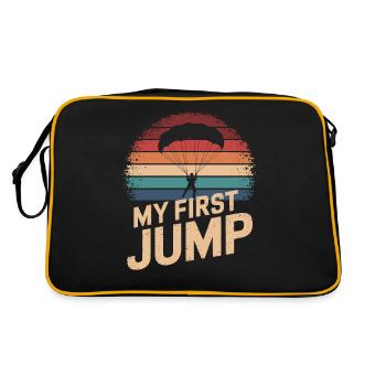 Mein Erster Sprung Fallschirmspringen Abenteuer - Retro Tasche - Schwarz/Gold - Hinten
