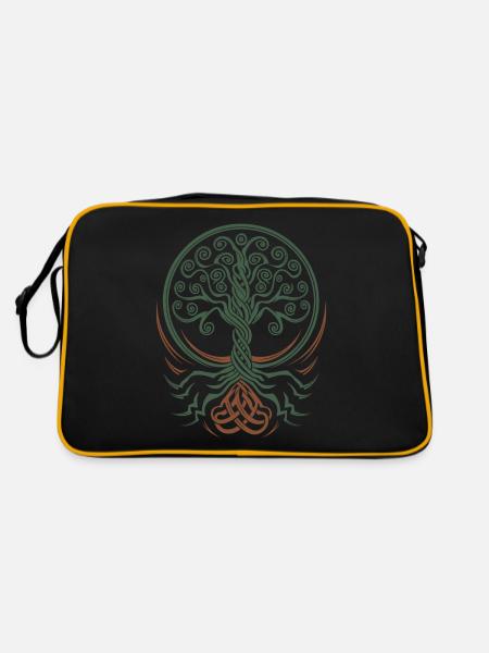 Arbre de vie néo-celtique aux racines entrelacées - Sac Retro - noir/or - Dos