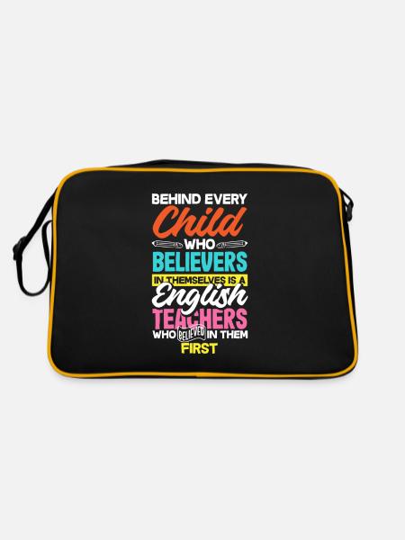 Lustiges Lehrer Lehrerinnen Geschenk - Retro Tasche - Schwarz/Gold - Hinten