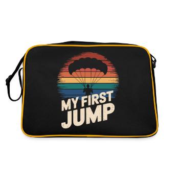 Fallschirmspringen Mein Erster Sprung Abenteuer - Retro Tasche - Schwarz/Gold - Hinten